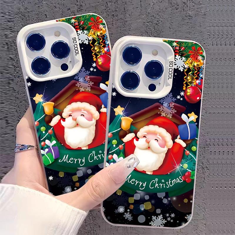 Christmas Application Apple 14P Mobile Phone Case New iPhone16Pro Hard Case 15max Anti-drop 12/11 Colored Silver 13