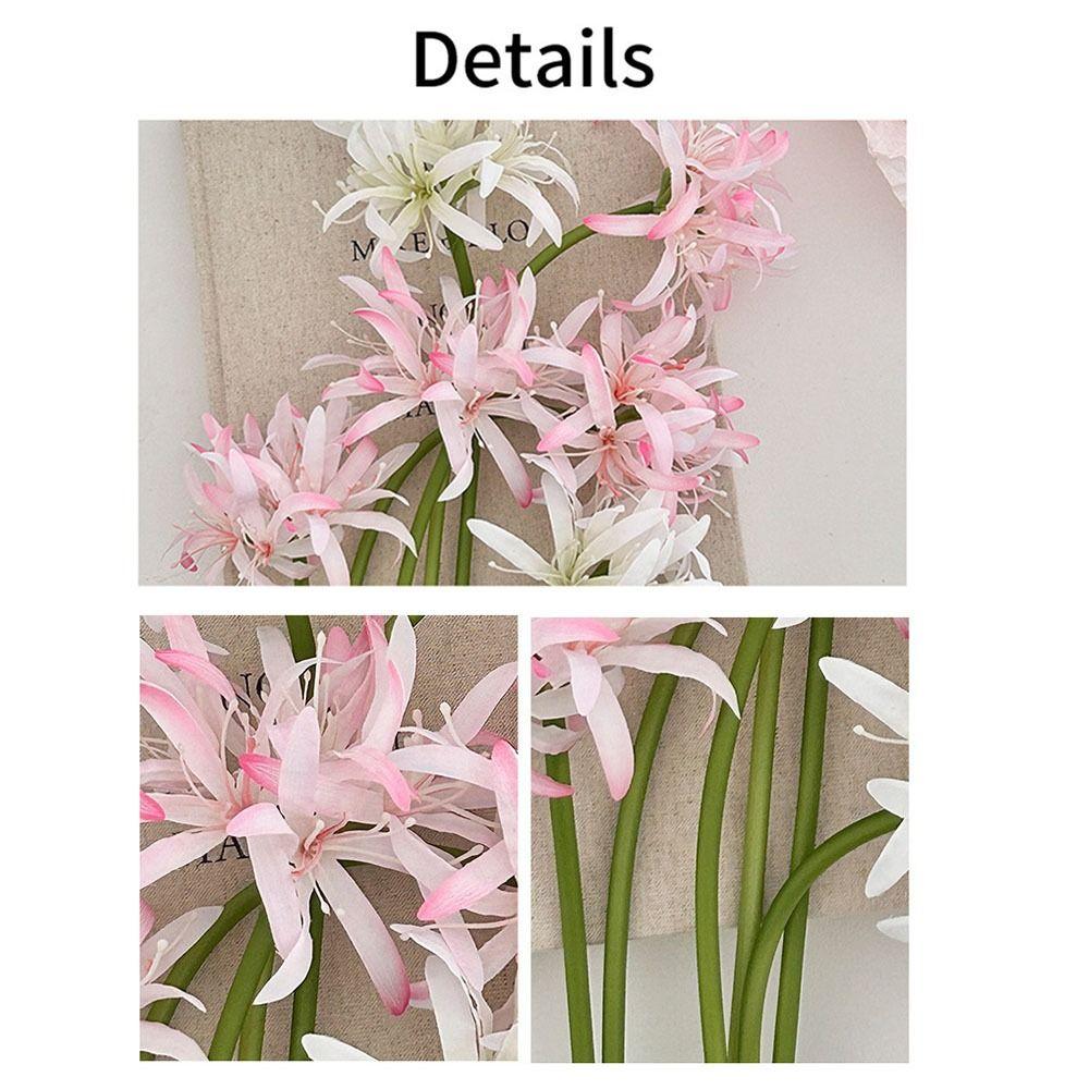 2 Heads Artificial Higanbana Flower Realistic Real Touch Simulation Lycoris Flower Plastic Silk Handmade Artificial Silk Flower