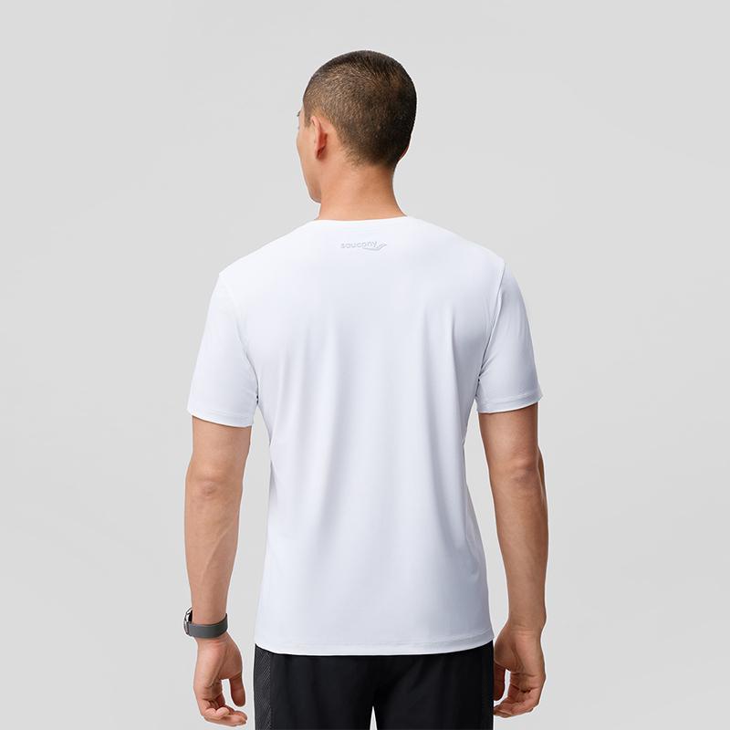 SAUCONY Solid Color Simple Letter Logo Print Crew Neck T-Shirt Men Tops White SC2249075A-PR116