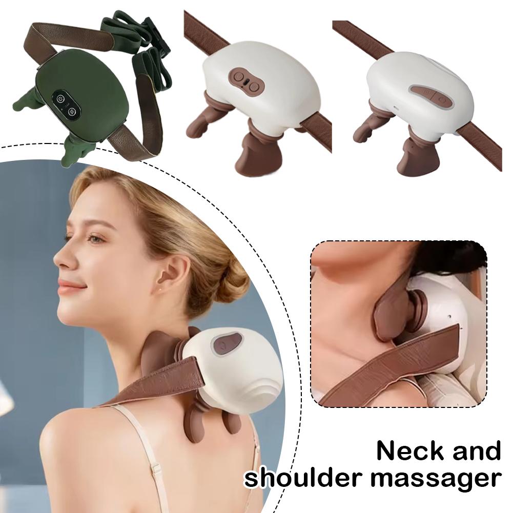 Electric Neck Massager Heated Kneading Shiatsu Shoulder Back Massage Pillow Portable For Body Use Ideal Gift