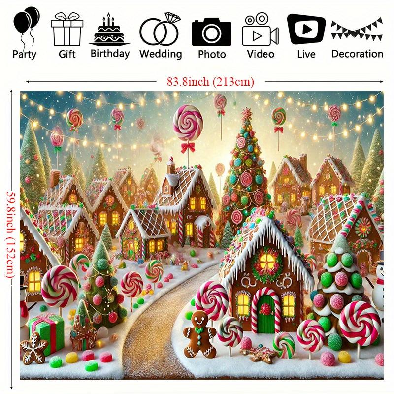 1 Piece, Gingerbread Village Christmas Happy Scene Background Cloth, Multifunctional Wall Decoration Photography Prop