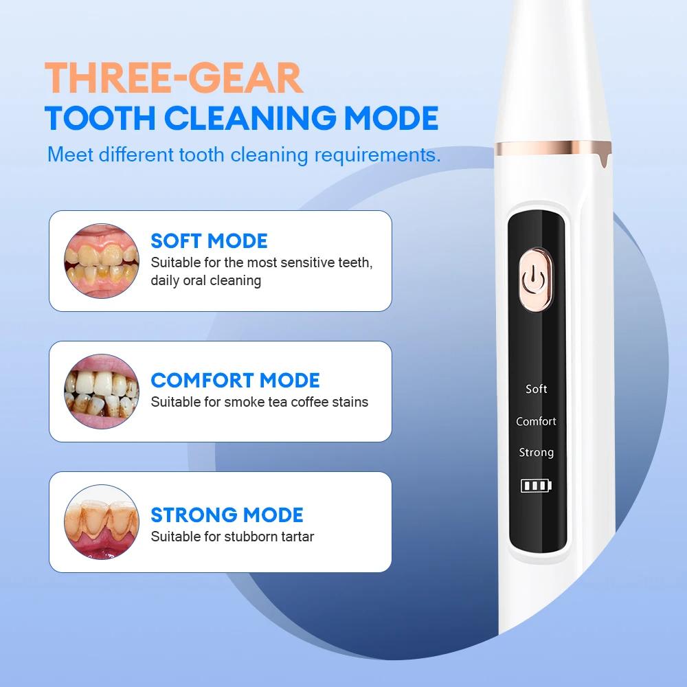 Ultrasonic Tooth Cleaner Dental Scaler Calculus Remover Plaque Tartar Eliminator Dental Stone Removal Teeth Cleaning Tools