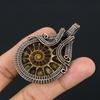 Ammonite Fossil 999 Copper Wire Wrapped Pendant, Handmade Gemstone Jewelry Pendant For Memorial Day