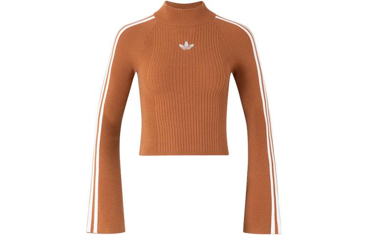 Adidas Originals Premium Knit Turtleneck Top Sweater Women s Wild Brown JI7059 M