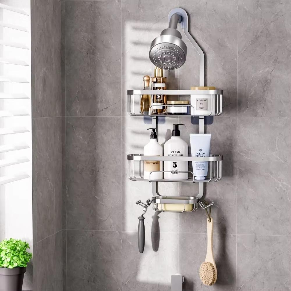 Shower Rack Bathroom Showerhead Storage Holder Non Perforated Shower Gel Storage Stand Home High-capacity Perfumed Soap Basket