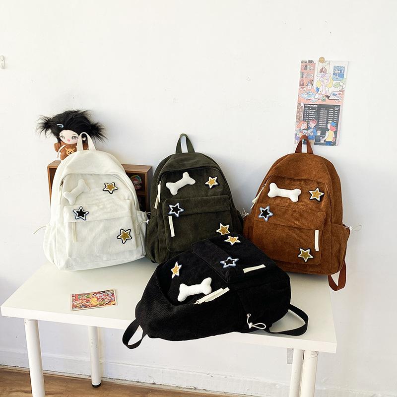 Schoolbag1011 New Women's Backpack Dark Large Capacity Junior High School High School Star Backpack Elementary School Student College School Bag
