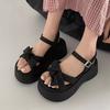 Bow Women's Sandals 2025 New Spring Super Fire Outer Wear Thick Sole Not Tired Feet Beautiful with Skirt Beach Shoes