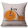 Modern Fruits Pattern Design Throw Pillow Case Pear Lemon Bicycle Summer Harmony Car Sofa Decoration Cushion Cover Cojines