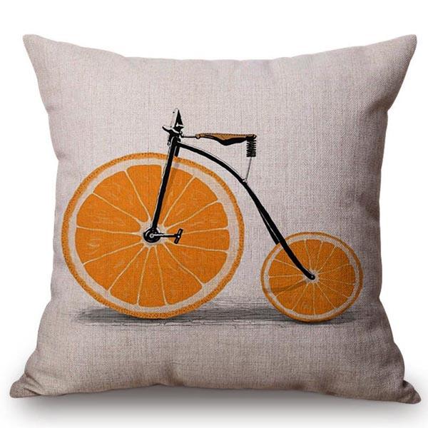 Modern Fruits Pattern Design Throw Pillow Case Pear Lemon Bicycle Summer Harmony Car Sofa Decoration Cushion Cover Cojines