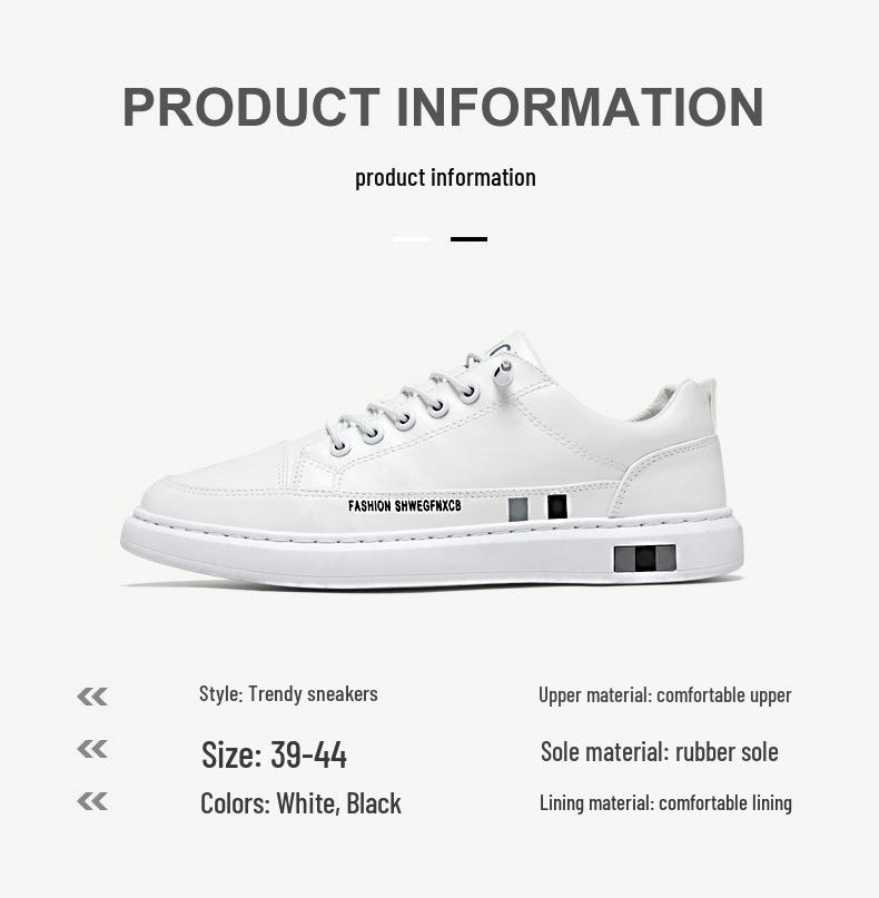 2024 Men's Breathable White Sneakers: Trendy Korean Casual Leather Shoes for Spring