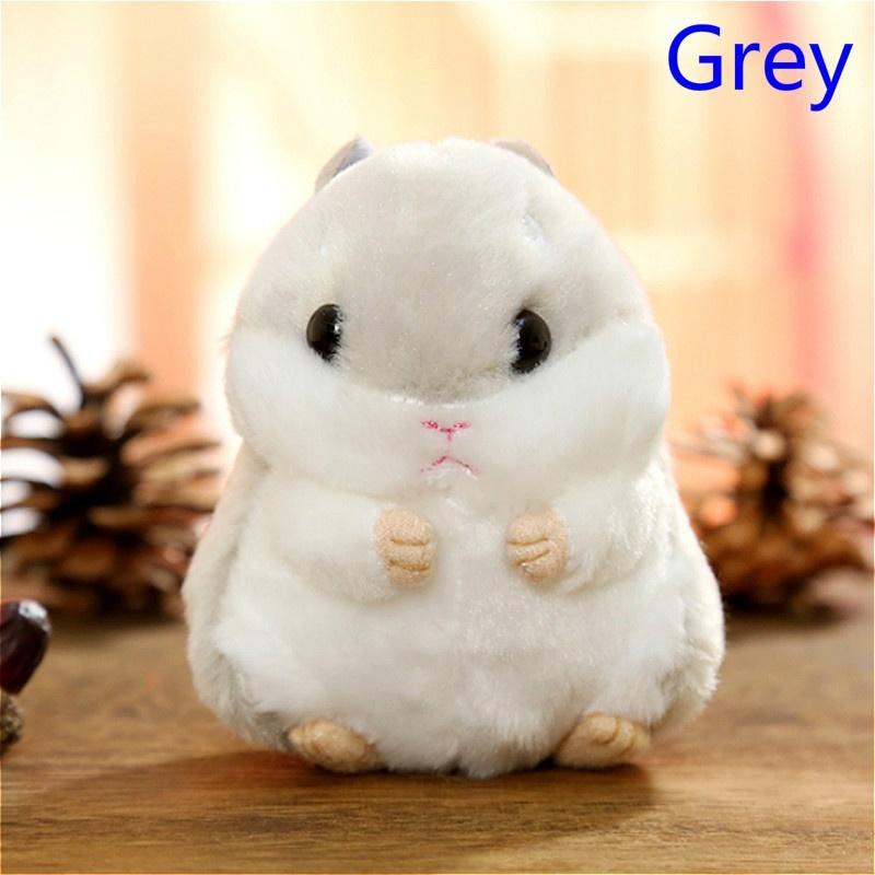 Kawaii Cute Soft Hamster Keyrings Keychains Faux Rabbit Fur Pompom Fluffy Trinkets Car Handbag Pendant Key Chian Ring Holder