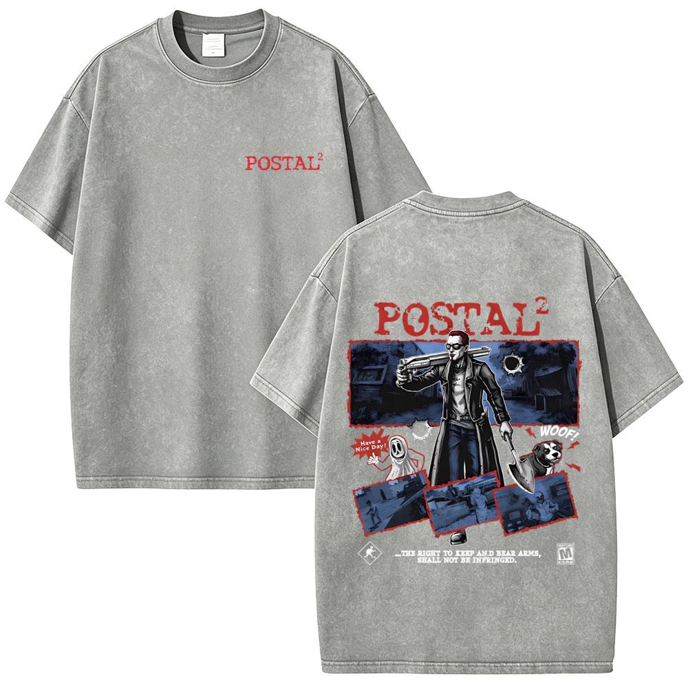 Postal Dude I Regret Nothing Vintage Washed T-shirt Men Women Horror Gothic Rock T Shirts Men's Casual Retro Oversized T-shirts