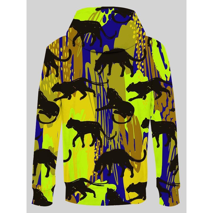 Herbst Winter North Eisbär Pullover Langärmel 3D-Druck Herren Hoodie Schwarzes Katzenmuster Trendige Sportbekleidung Sweatshirt