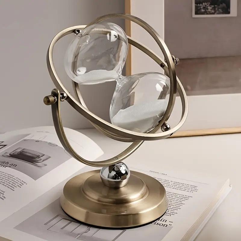 Vintage Large Glass Hourglass Chic Rotating Metal Sand Timer Elegant Antique Globe Sandglass Home Decoration Office Ornaments