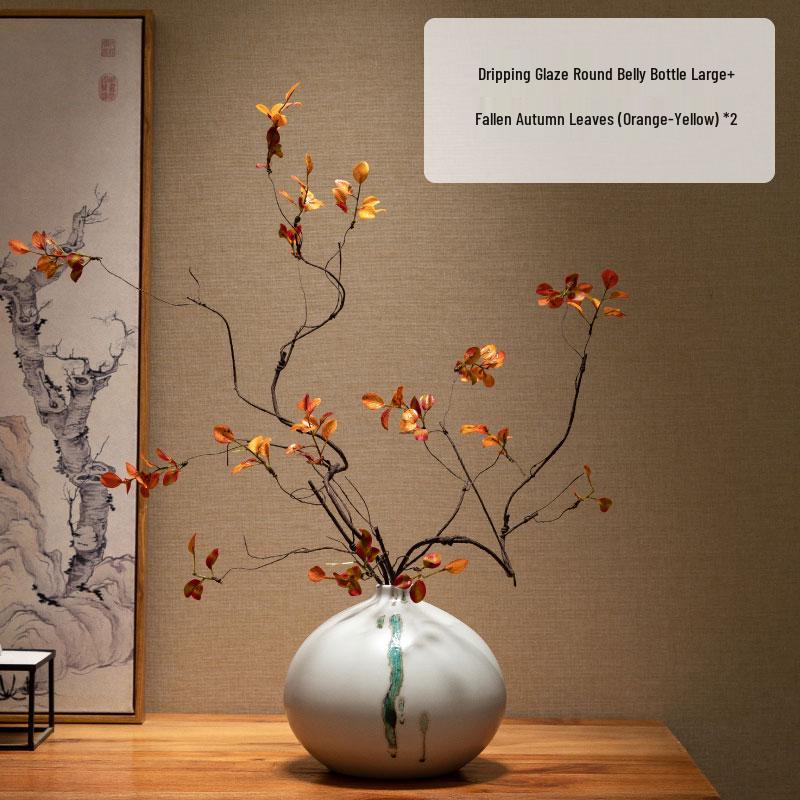 Zen Dried Flowers Vase Ornament for Dining Table, Entrance Hall, Living Room, or TV Cabinet