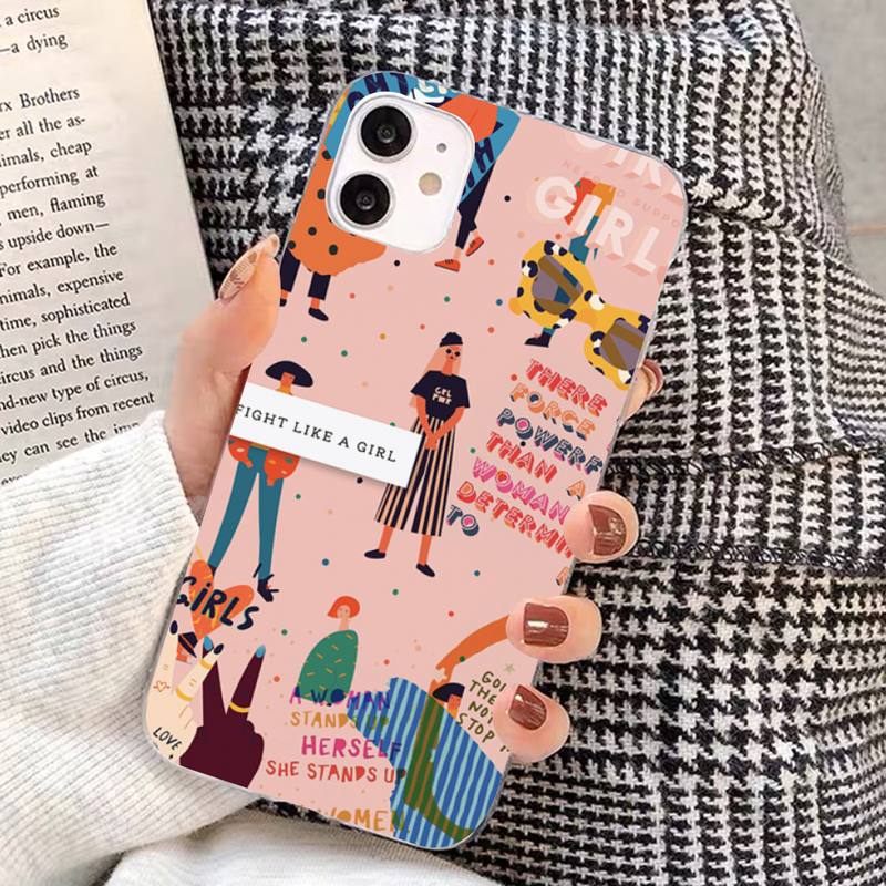 Feminist Feminism Power Girls Phone Case for Iphone 13 8 7 6S Plus X 5S SE 2020 XR 11 12 Mini Pro XS MAX