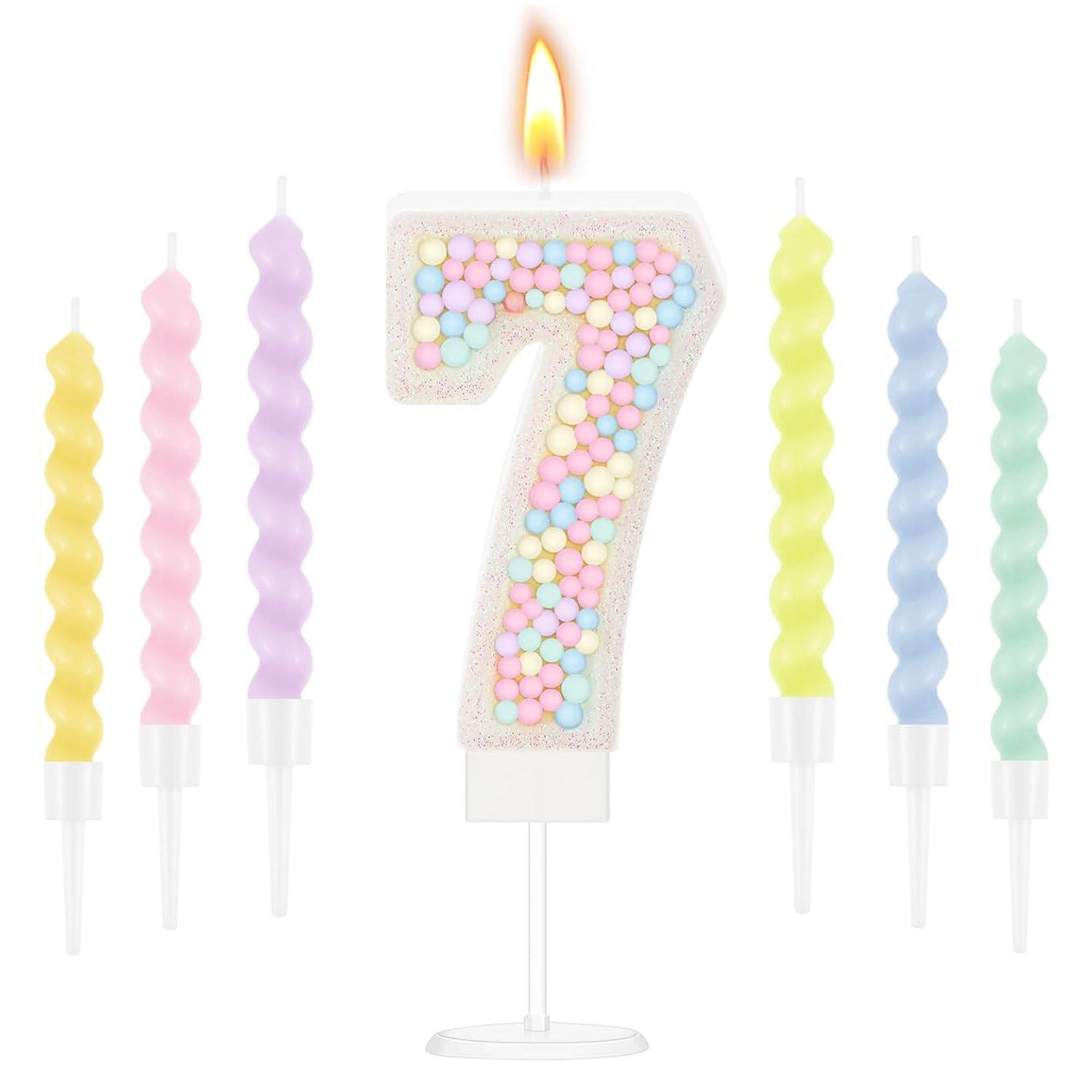 

7 шт. Праздничные свечи для торта, Набор спиральных свечей для дня рождения Макарон, Свечи для торта для девочки, мальчика, ребенка, женщины, украшения на день рождения