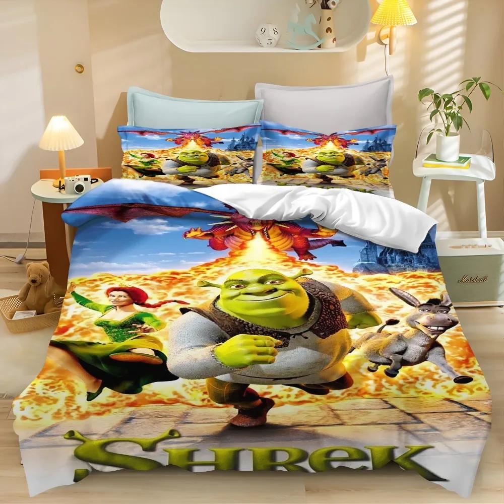 Cartoon Duvet Cover S-Shrek Pillowcase BeddingBoyGirl BedroomDecoration ChildrenGift Single Double Largebed SizeZip Duvet Cover