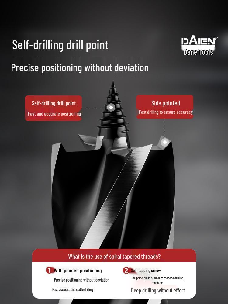 Dain High-Hardness Electric Wrench Woodworking Drill Bit Holder & Short Twist Drill Wood Hole Expander.