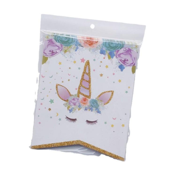 Unicorn Birthday Flag Happy Birthday Letter Bronzing Glitter Birthday Banner Customization