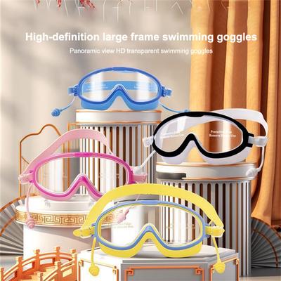 Swimming Goggles Large Frame Swimming Goggles Large Frame Hd Wide-Angle Anti-Fog Uv Protection Child Swimming Goggles No Leakage