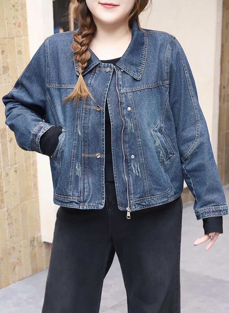 Women s Plus Size Retro Denim Jacket - Spring Collection 4XL (160-190 Jin)
