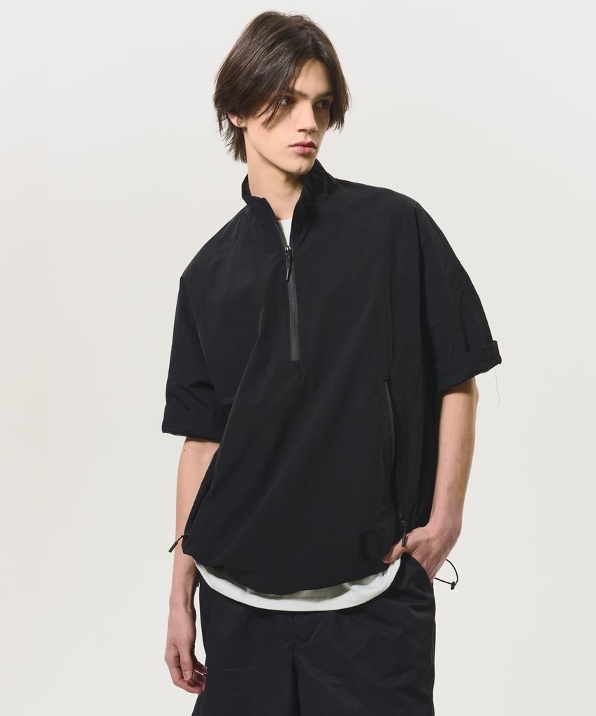 BLACK MOMENT Half Zip Short Sleeve Anorak [Black]