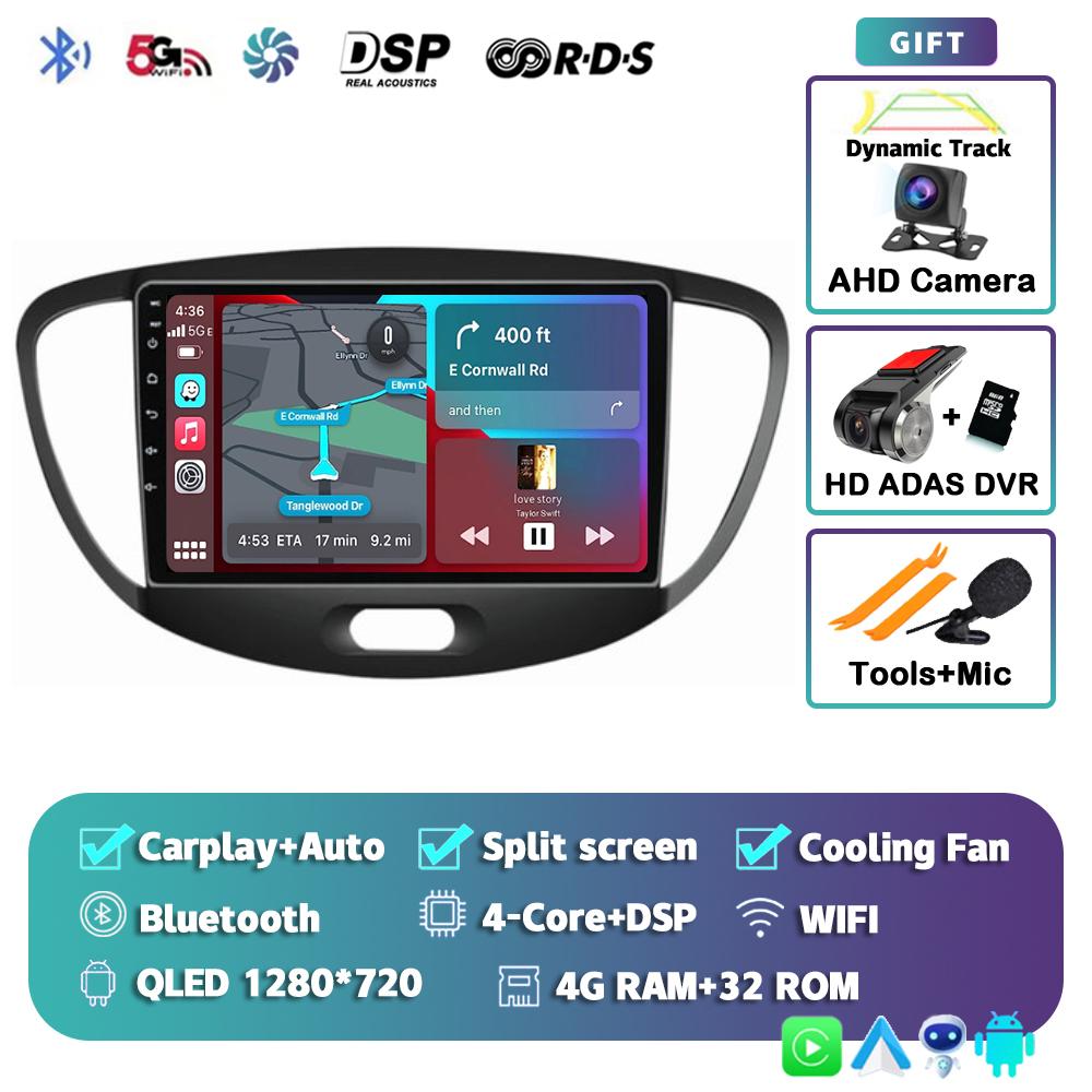 Android 14 Carplay Auto Car Radio For Hyundai I10 2007 2008 2009 2010 2011 2012 2013 GPS Recorder Multimedia Player 4G+WiFi DSP