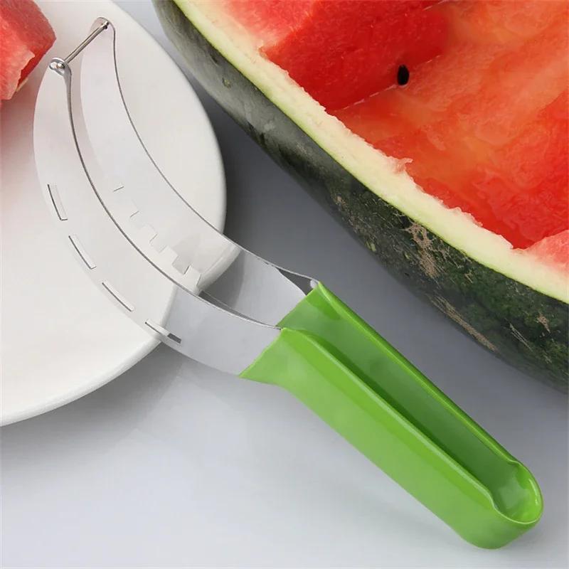 1pcs Stainless Steel Watermelon Knife with Anti Slip Plastic Packaging Handle, Fruit Tool, Pineapple Kitchen Utensils