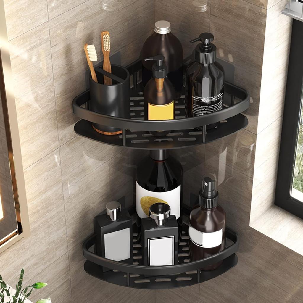 Punch-Free Aluminum Storage Rack Bathroom Organization Shelf,Wide Edge Single Layer Triangle