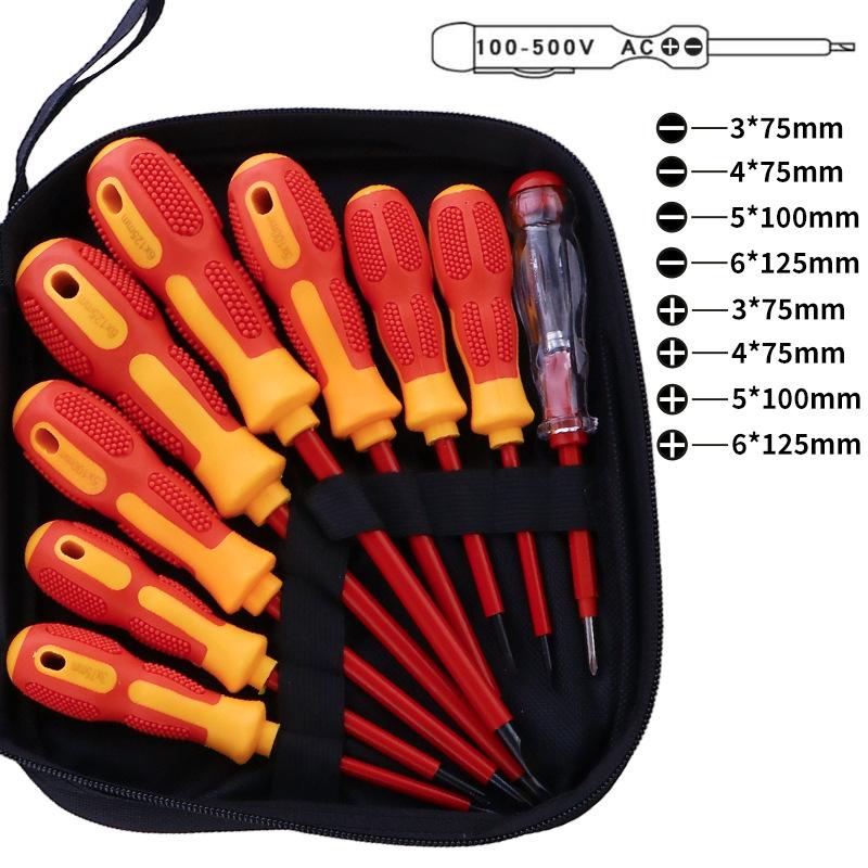 10pcs Magnetic Screwdriver Screwdriver Set Insulated Phillips Slotted Bits Electrician For Electrician Hand Tool Multifunctional