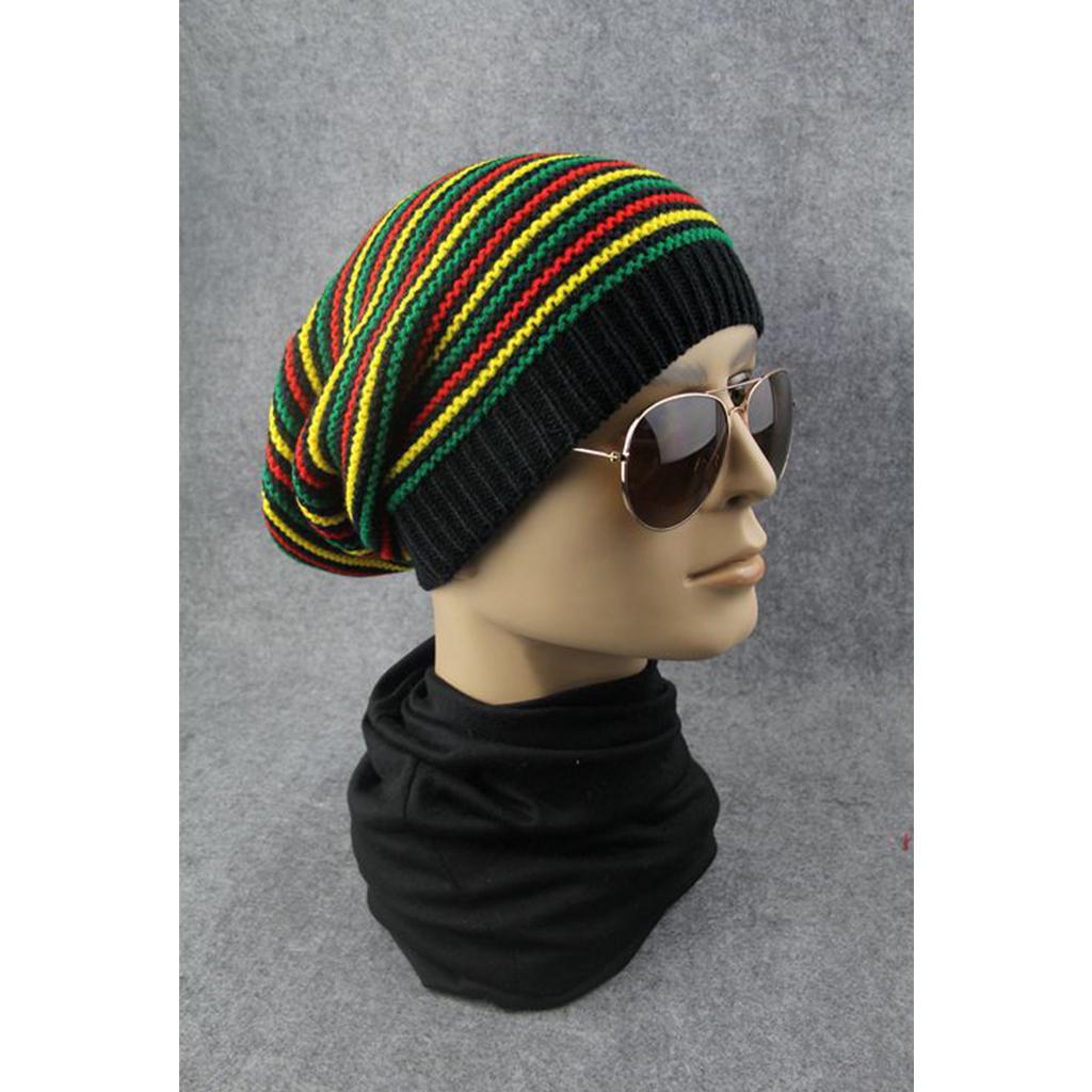 Autumn Street Knitting Beanie Hat Unisex Jamaica Stripes Baggy Hip Hop Skull Cap