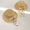 Flower Lace Bow Straw Hat Sunscreen Summer Beach Sun Hat  Beautiful Scenery