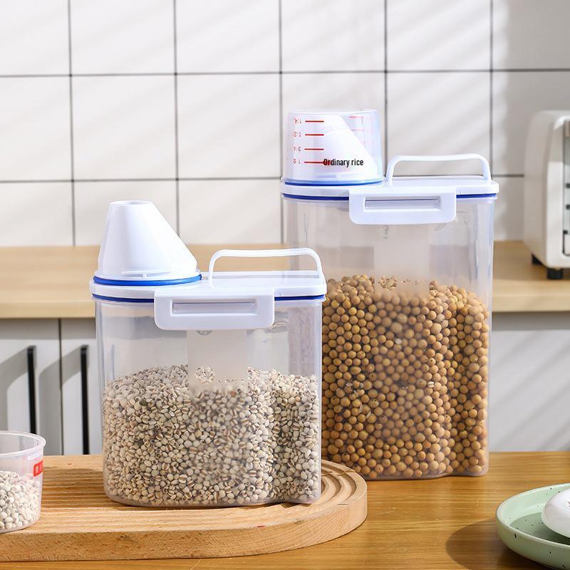 2KG Transparent Kitchen Storage Container: Insect & Moisture-Proof, Sealed for Rice, Pet Food, and Grains.