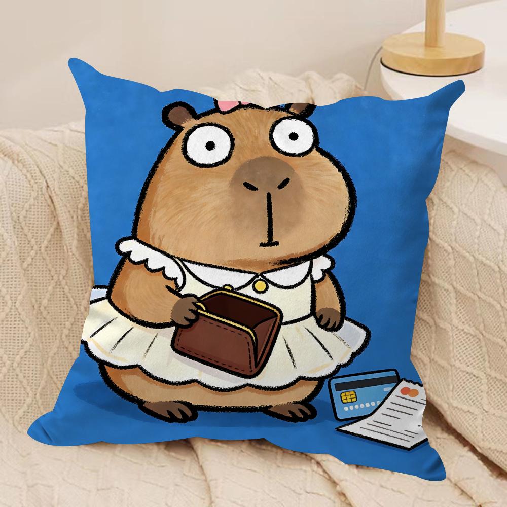 Cute Kicapara Cartoon Cushion Cover Silky Short Plush Invisible Zipper Dustproof Sofa Pillow Case For Home Decor