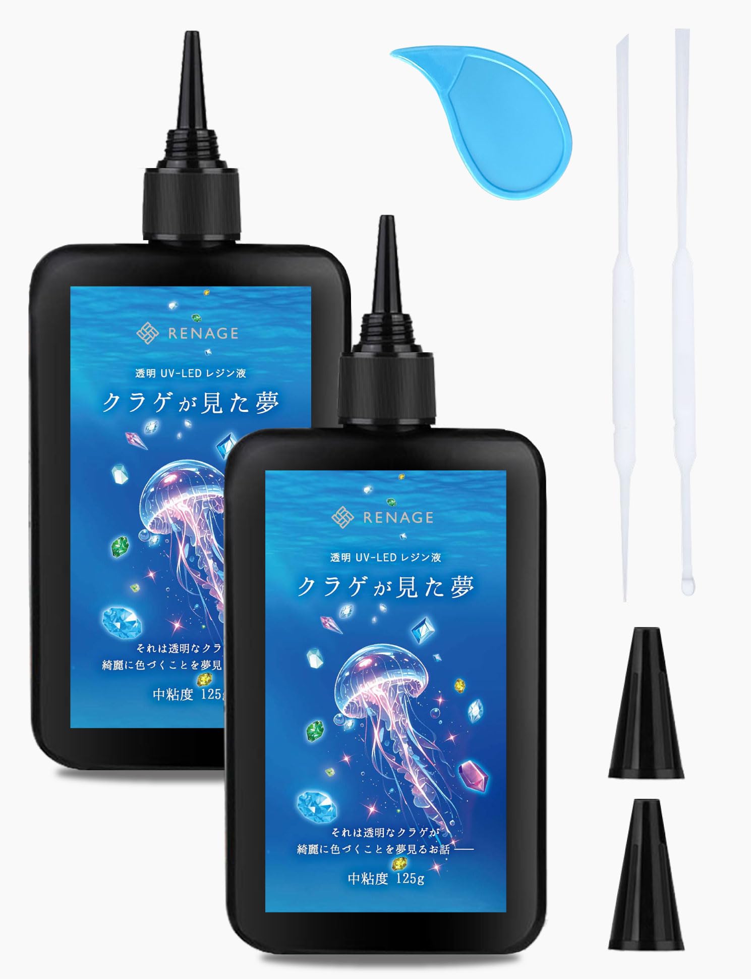 

RENAGE Жидкая смола УФ Большая емкость Твердая Средняя Медуза Включает насадку и инструкцию по эксплуатации светодиода, 125 г, Прозрачный, Тип, Вязкость, Мечта,