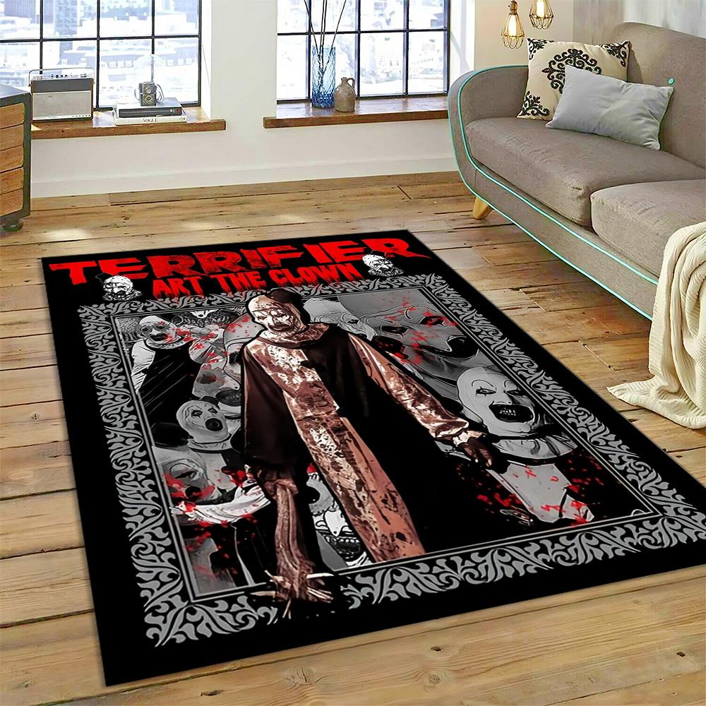 3D Terrifier 3 Horror Clown Movie Cartoon Carpet Rug for Bedroom Living Room Home Sofa Decoration,kids Play Decor Floor Mat Gift