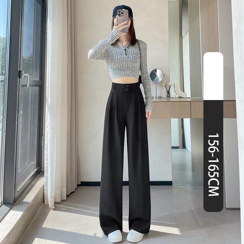 

Весна Осень Женские Брюки С Высокой Талией Женские Прямые Офисные Женские Брюки Модные Свободные Женские Уличные На Пуговицах M чёрный