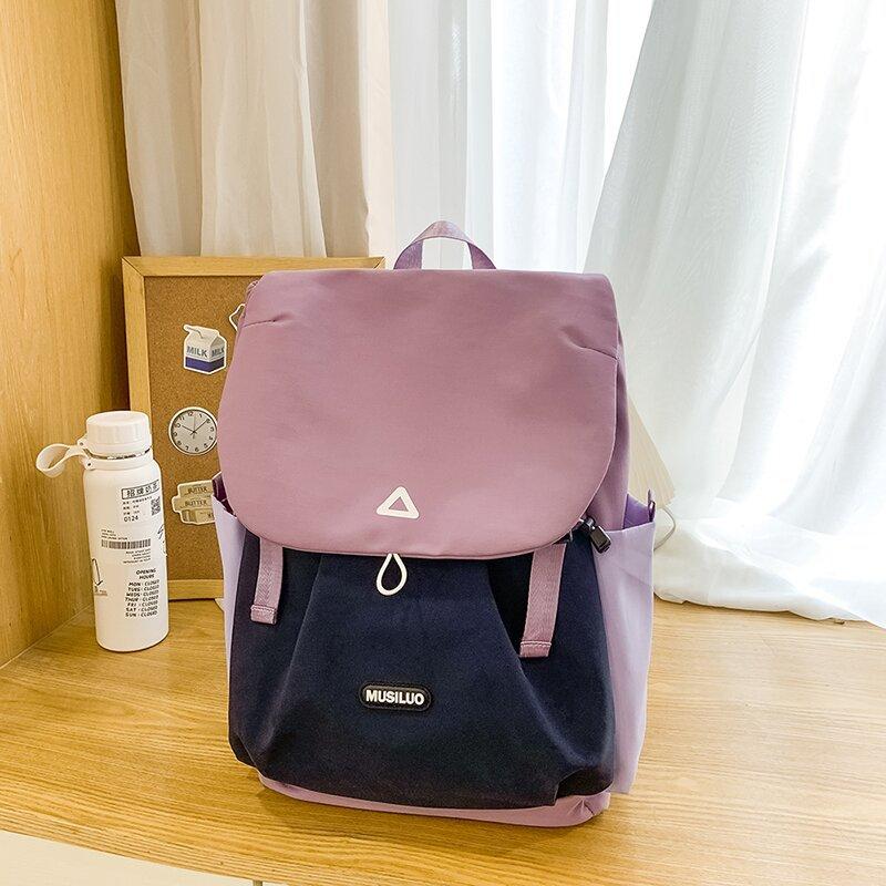 Fashionable Color blocking Lightweight and Casual Travel Large-capacity Backpack High School and College Student Schoolbag Women's Backpack