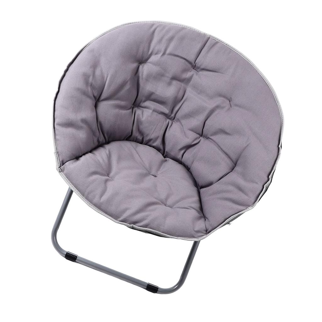 Saucer Chair Metal Frame Gray Comfortable Ergonomics Foldable Cozy Chair for Living Room Gift
