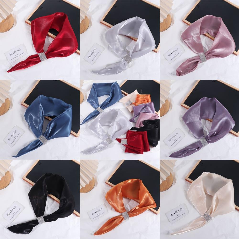 Color  For Women Neck Guard Cross Scarves Silk Scarf Cross Neckerchief Satin False Collar