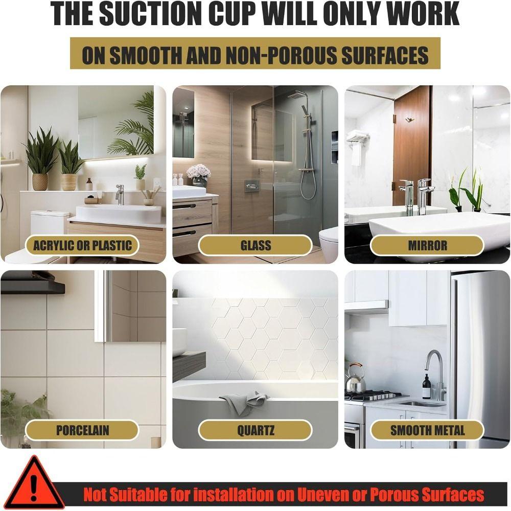 Stainless Steel Suction Cup Hooks Wall Mount Hanging Towel Rack Strong Suction Cup Holder  Mirrors