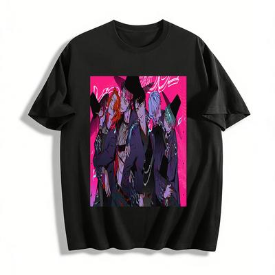T-shirt met Koreaanse donkere gotische stijl, boygroup print, trendy niche anime, losvallend casual topje, puur katoenen T-shirt.