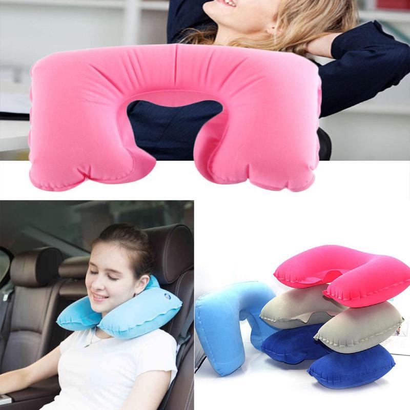 U Pillow Inflatable Comfortable Outdoor Portable Travel Neck Guard Flocking