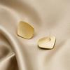 Design Sense Geometric Rhombus Frosted Metal Stud Earrings, Niche Hong Kong Style Gold Square Earrings