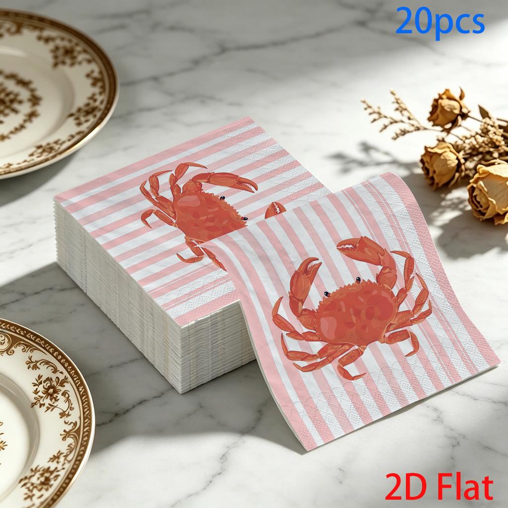 20pcs Disposable Napkins with Crab, Abalone, Seafood Pattern Print for Wedding,Parties,and Daily Use for Thanksgiving Fall Christmas Table Decoration