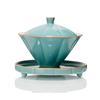 Jingdezhen-Keramik-Teetasse mit Bambushut, traditionelles handgefertigtes Teegeschirr, Einzelschale, Kung-Fu-Tee mit Deckel, Sancai Gaiwan
