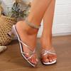 Fashion Sweet Patent Leather Narrow Band Sandals Women 2025 Summer Beach Square Toe Slippers Women Party Dress Medium Heels Slides