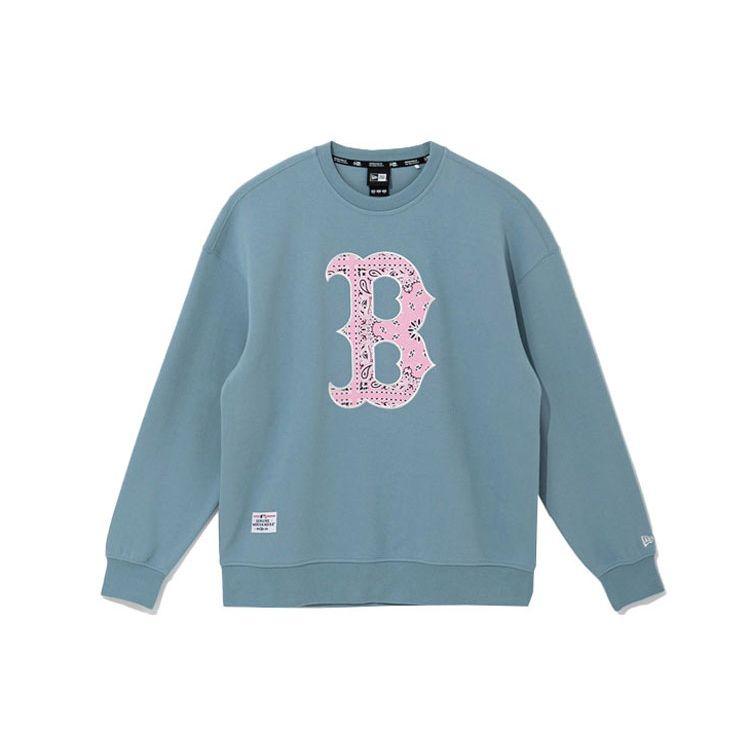 New Era SS22 MLB Boston Red Sox Printed Crew Neck Pullover Sweatshirt Unisex sweatshirt Blue 13086604