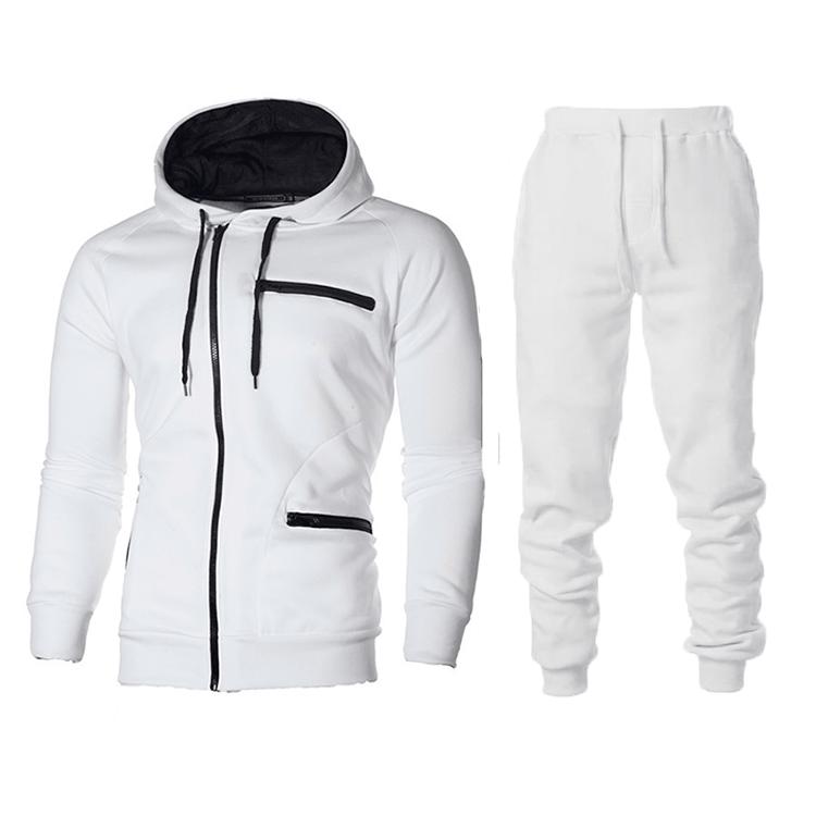 Men's Solid Sporty Jacquard Fleece Hoodie Set